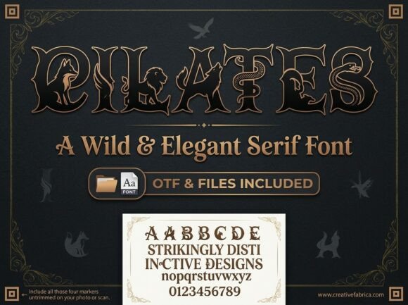 Pilates Font PNG with transparent background - Preview 1