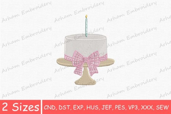 Pink Bow with Cute Birthday Cake