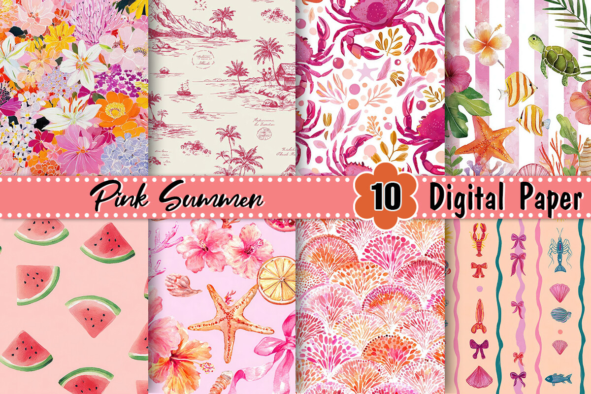 Pink Summer Digital Paper Graphic by Artistic Garden · Creative Fabrica