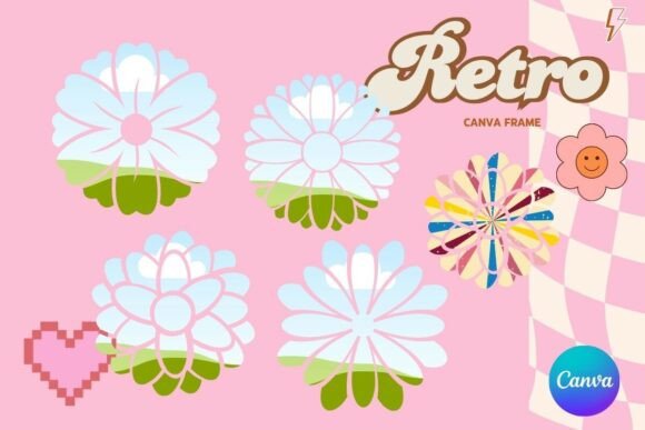 Retro Flower Canva Frame Add Photo_22
