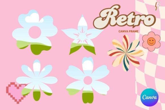 Retro Flower Canva Frame Add Photo_25