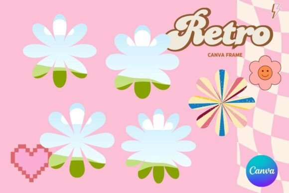 Retro Flower Canva Frame Add Photo_7