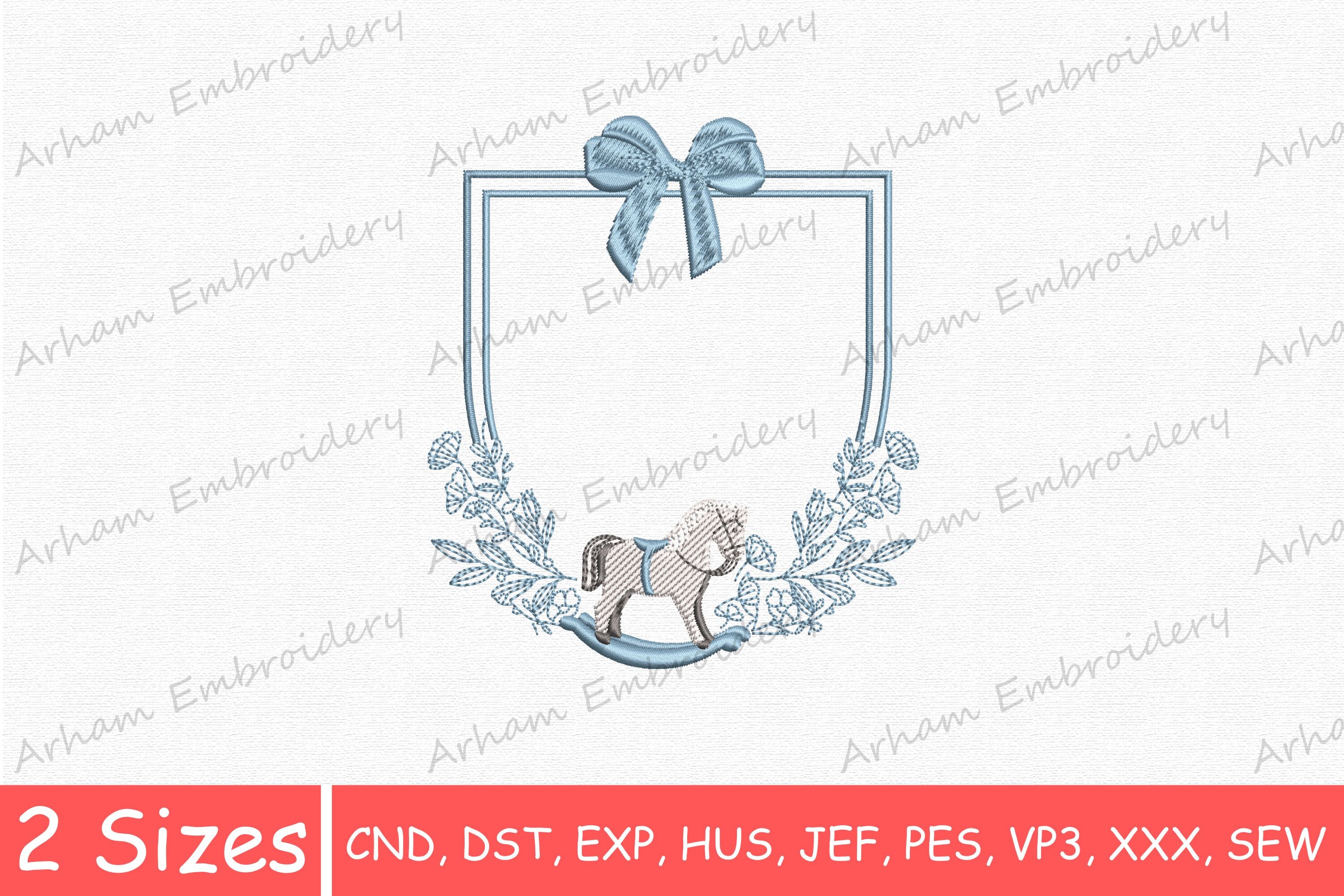 Rocking Horse Floral Bow Monogram Frame