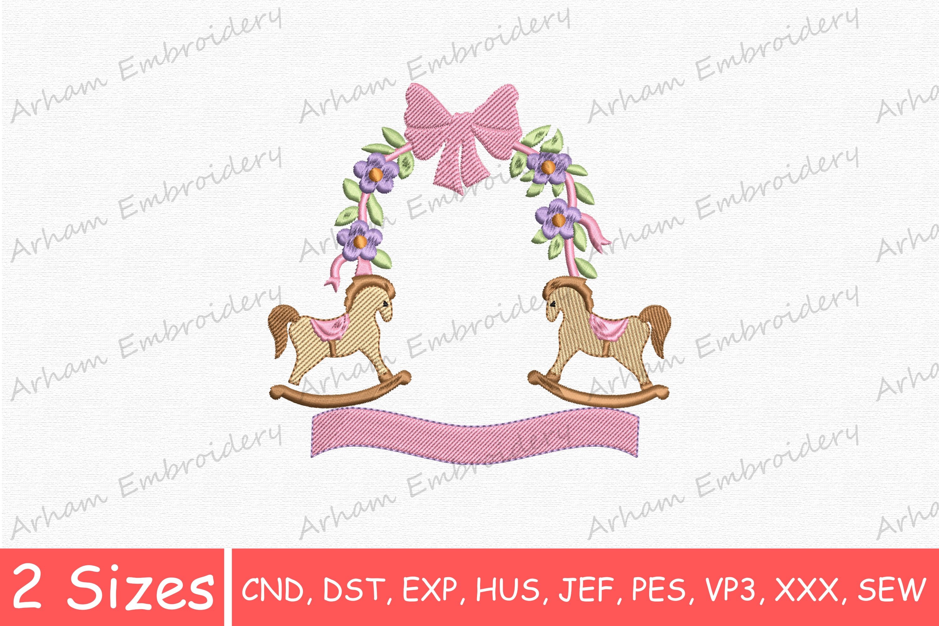Rocking Horse Floral Wreath Bow Frame