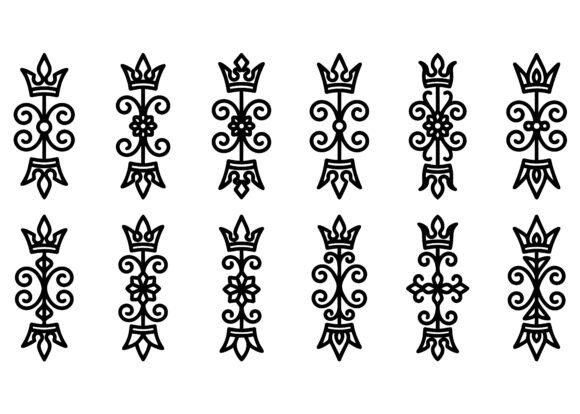 Royal Crown Ornament Vector Set