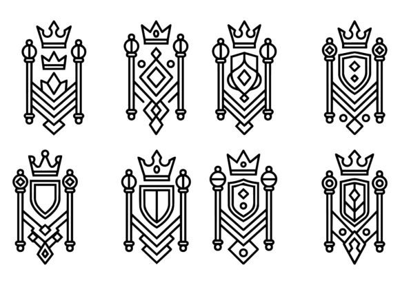 Royal Shield Crown Vector Emblem Set
