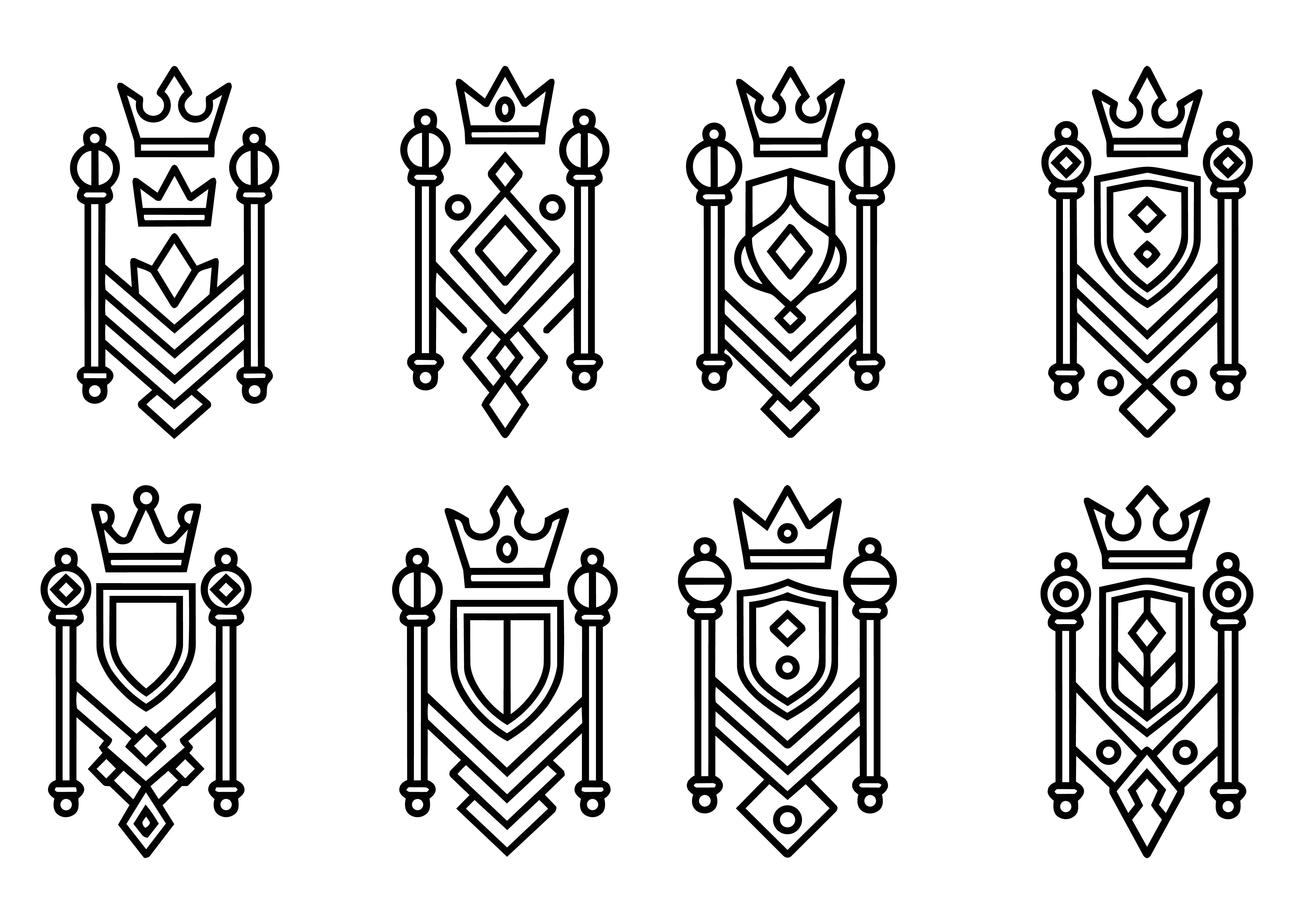 Royal Shield Crown Vector Emblem Set