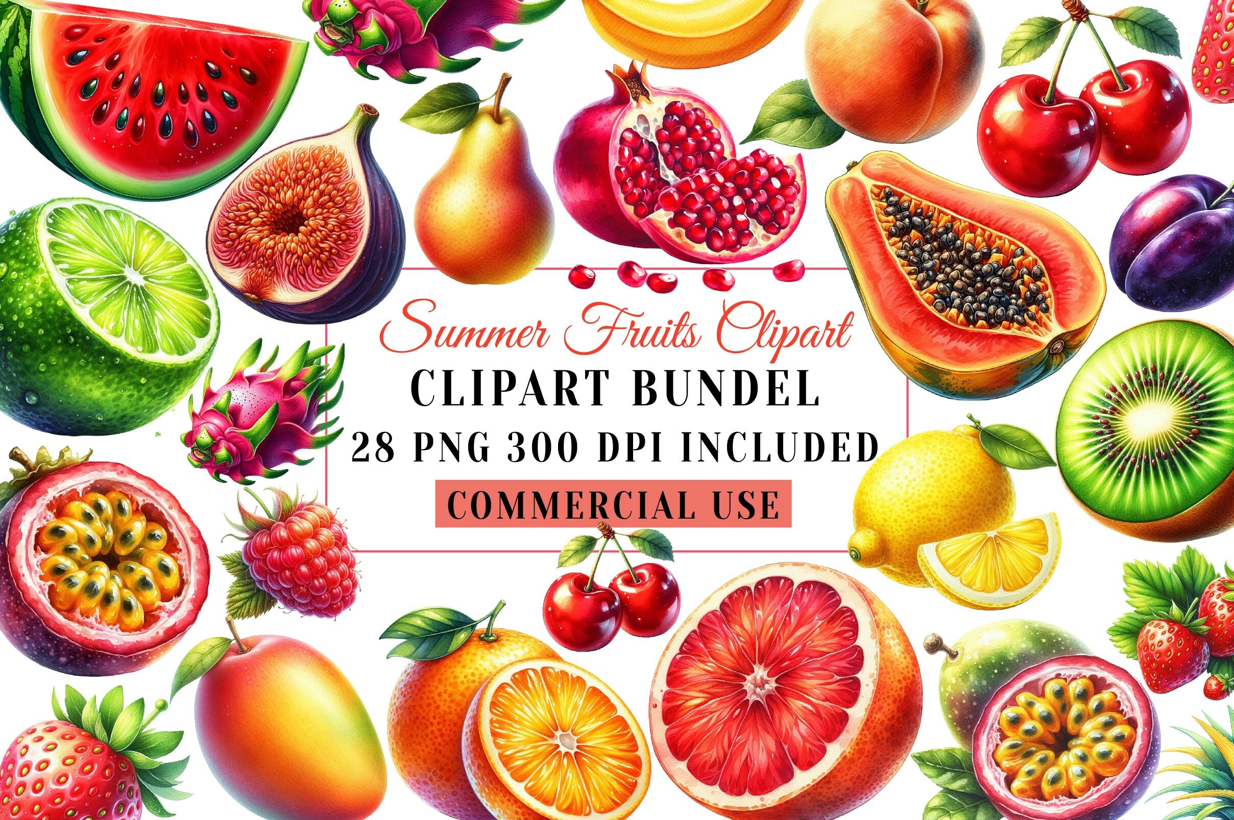 Summer Fruits Clipart Graphic by Print Magic · Creative Fabrica