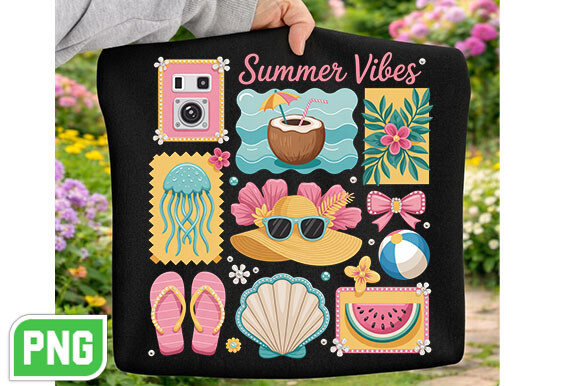 Tropical Summer Vibes Patchwork PNG Graphic by DesignMint · Creative ...