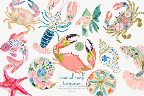 Tropical Reef Clipart Set Graphic Illustrations By Patishop Art