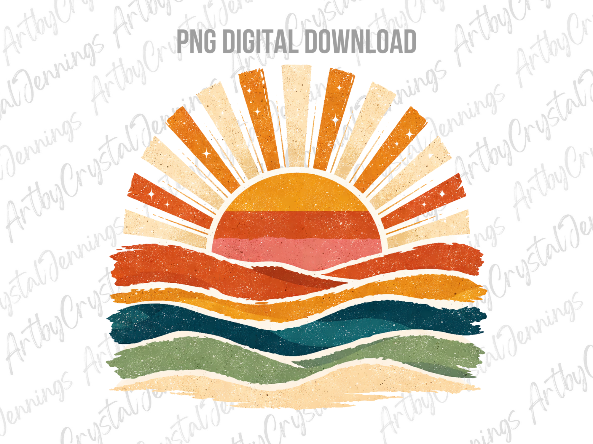 Vintage Sea Retro Ocean Sun Summer PNG Graphic by ArtbyCrystalJennings ...
