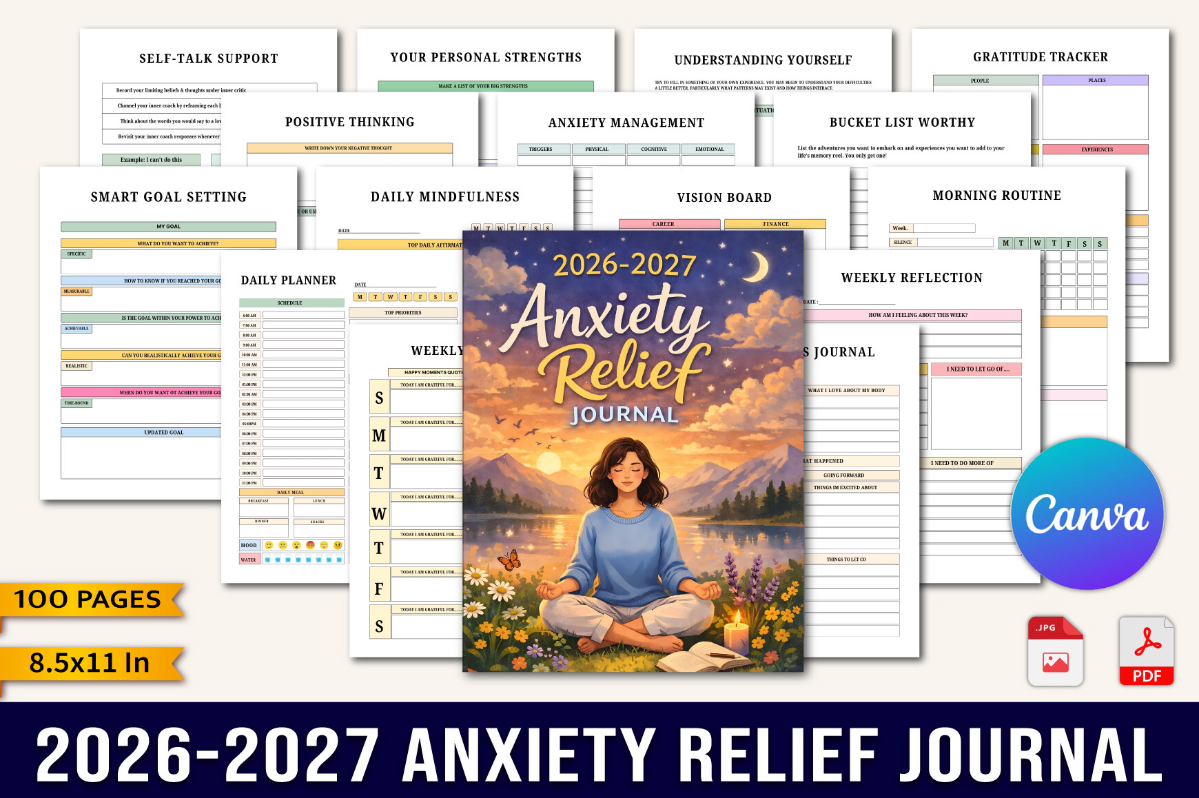 2026–2027 Anxiety Relief Journal Graphic by designmela01 · Creative Fabrica