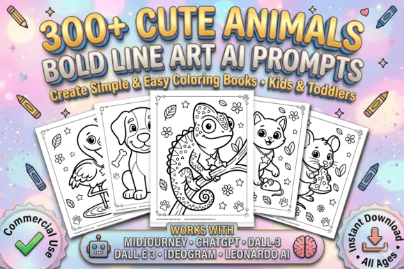 300 Bold Cute Animal Coloring Prompts