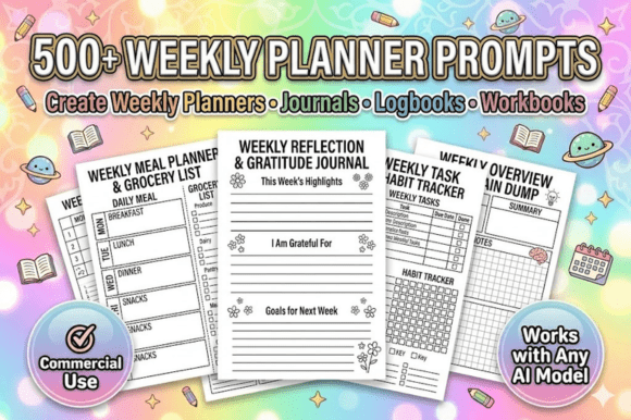 500 KDP Weekly Planner Prompts