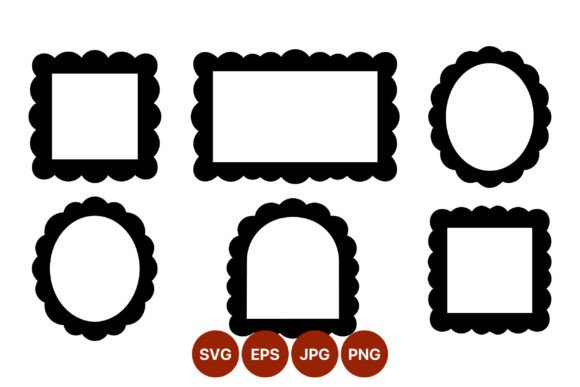 Black Scalloped Edge Frame Set Gráfico Ilustraciones Imprimibles Por DesignVectx