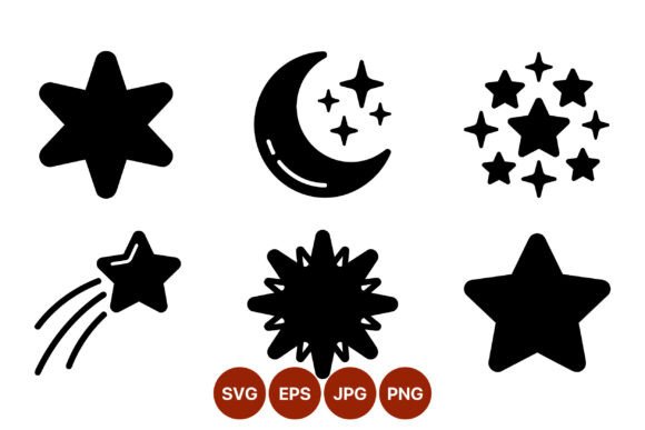 Black Star Moon Icons Set
