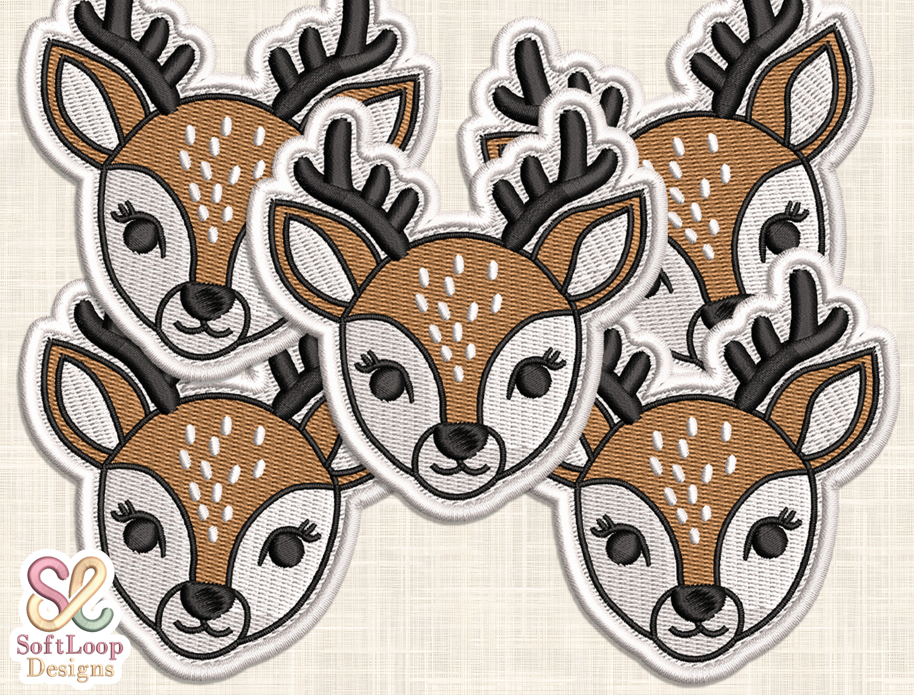 Cute Deer Patch Embroidery Design