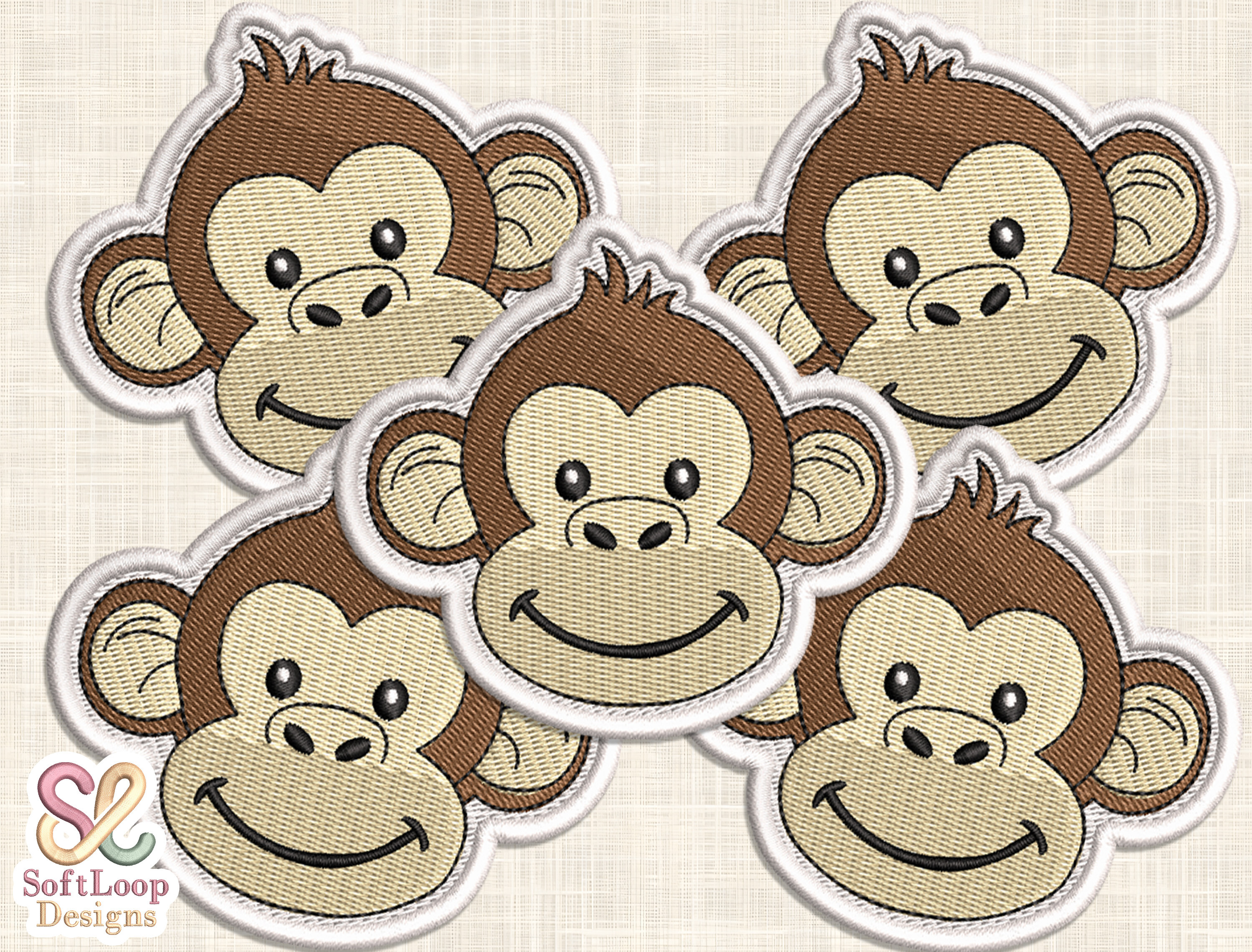 Cute Monkey Patch Embroidery Design