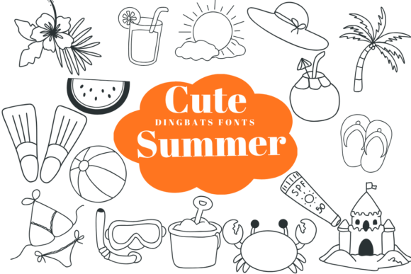 Cute Summer Dingbats Font By Suphitchaya