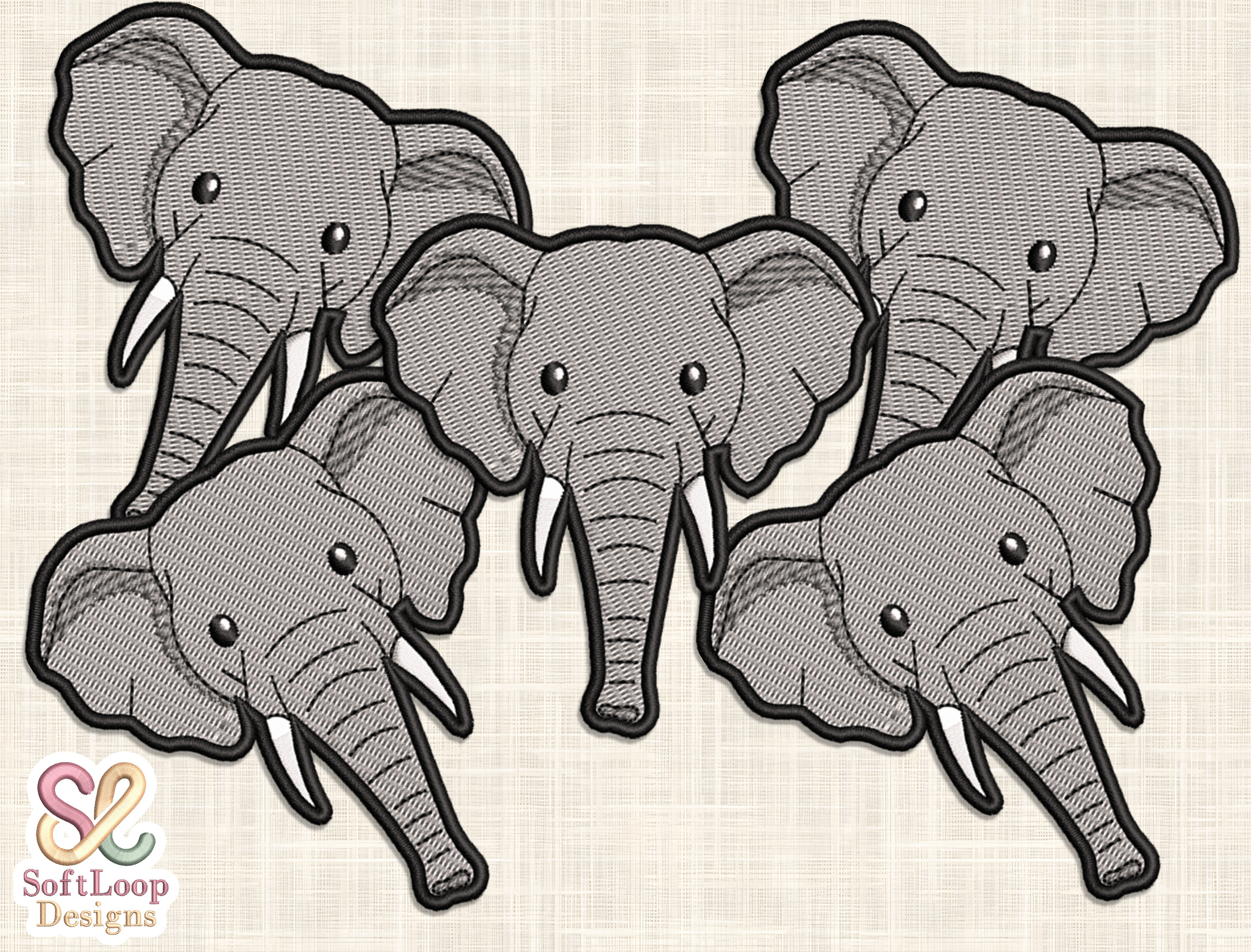 Elephant Patch Embroidery Design