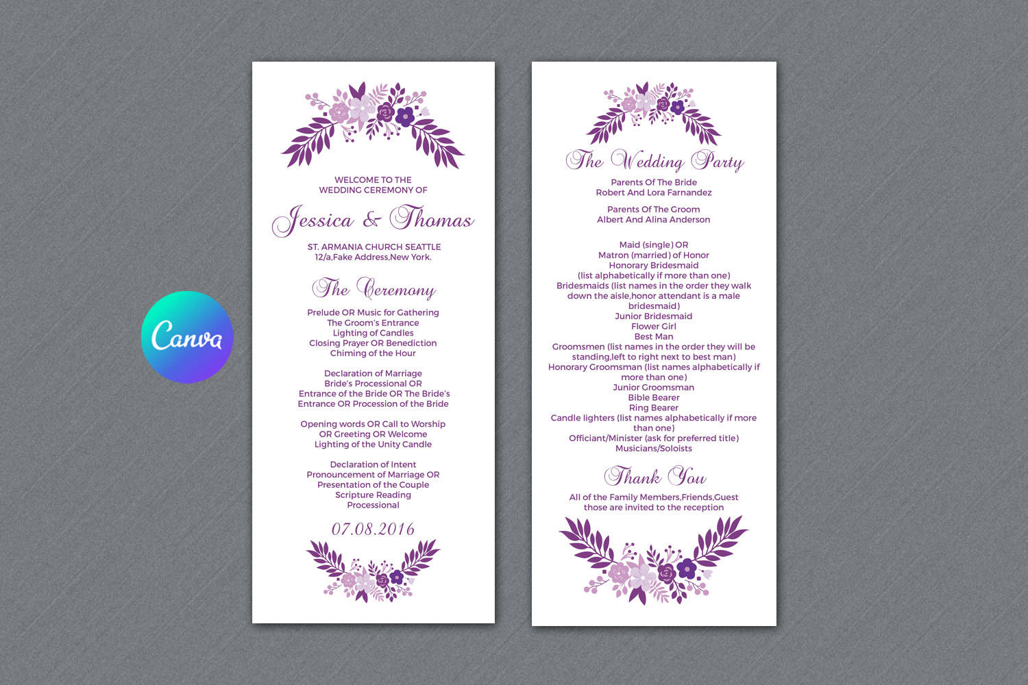 Event Program Flor Samples Floral Wedding Ceremony Program Template Graphic by sistecbd · Creative ...