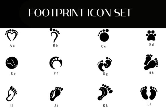 Footprint Icon Set Font PNG with transparent background - Preview 1