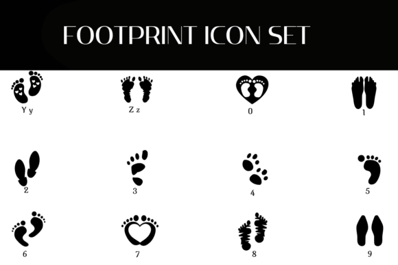 Footprint Icon Set Font PNG with transparent background - Preview 3