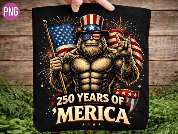 Funny Bigfoot 250 Years Merica USA PNG Graphic T-shirt Designs By MARY CREATIONS