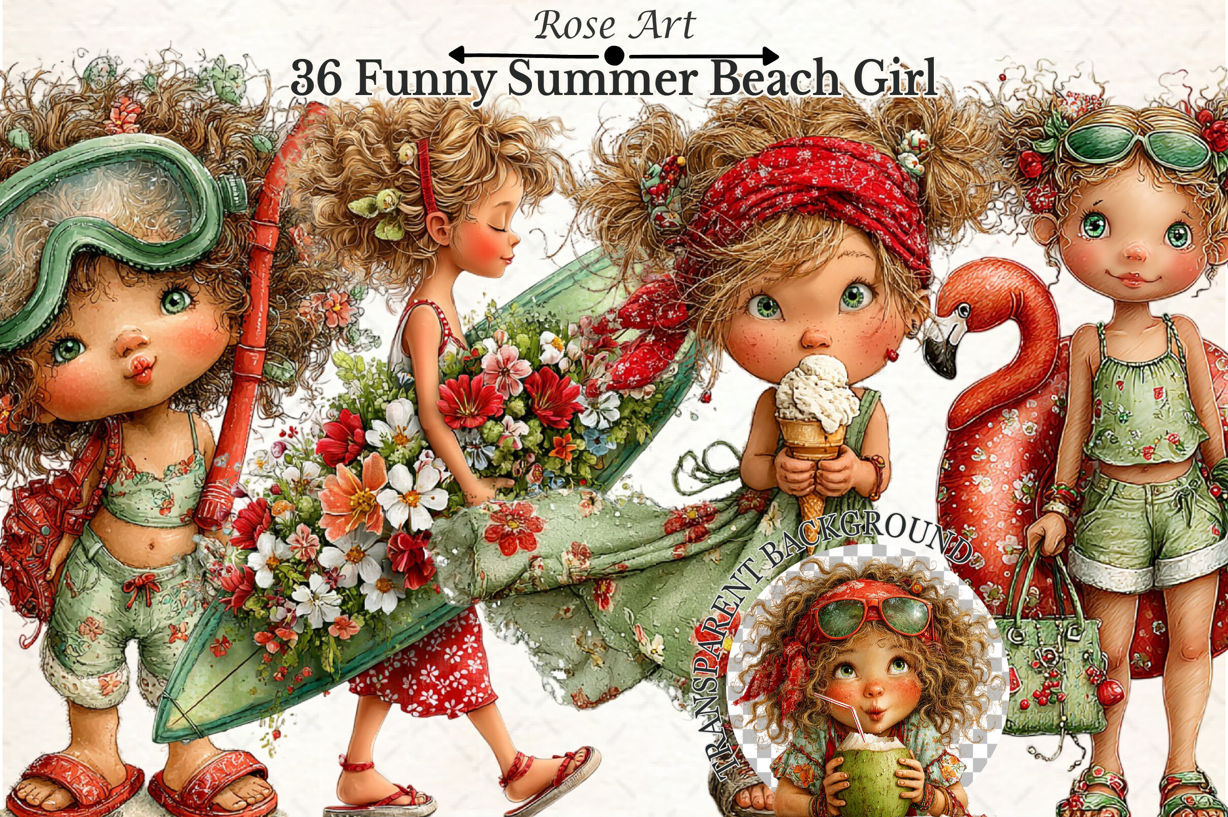 Funny Summer Beach Girl Clipart Graphic by Rose Art · Creative Fabrica