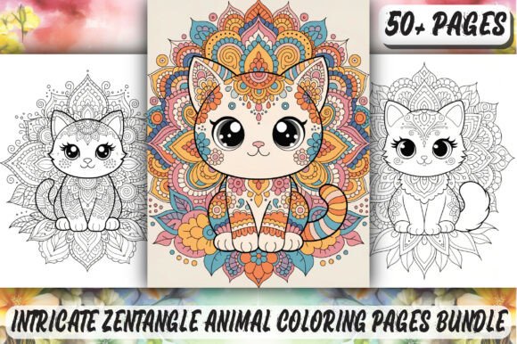 Intricate Zentangle Animal Coloring Page
