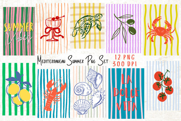 Mediterranean Summer Png Set Bundle Graphic Illustrations By Yassou Bouhad