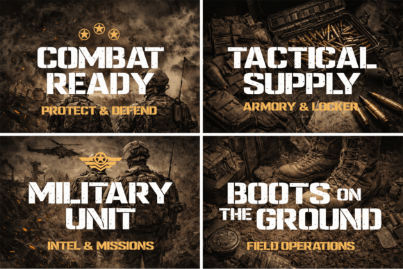 Military Steel Font PNG with transparent background - Preview 1