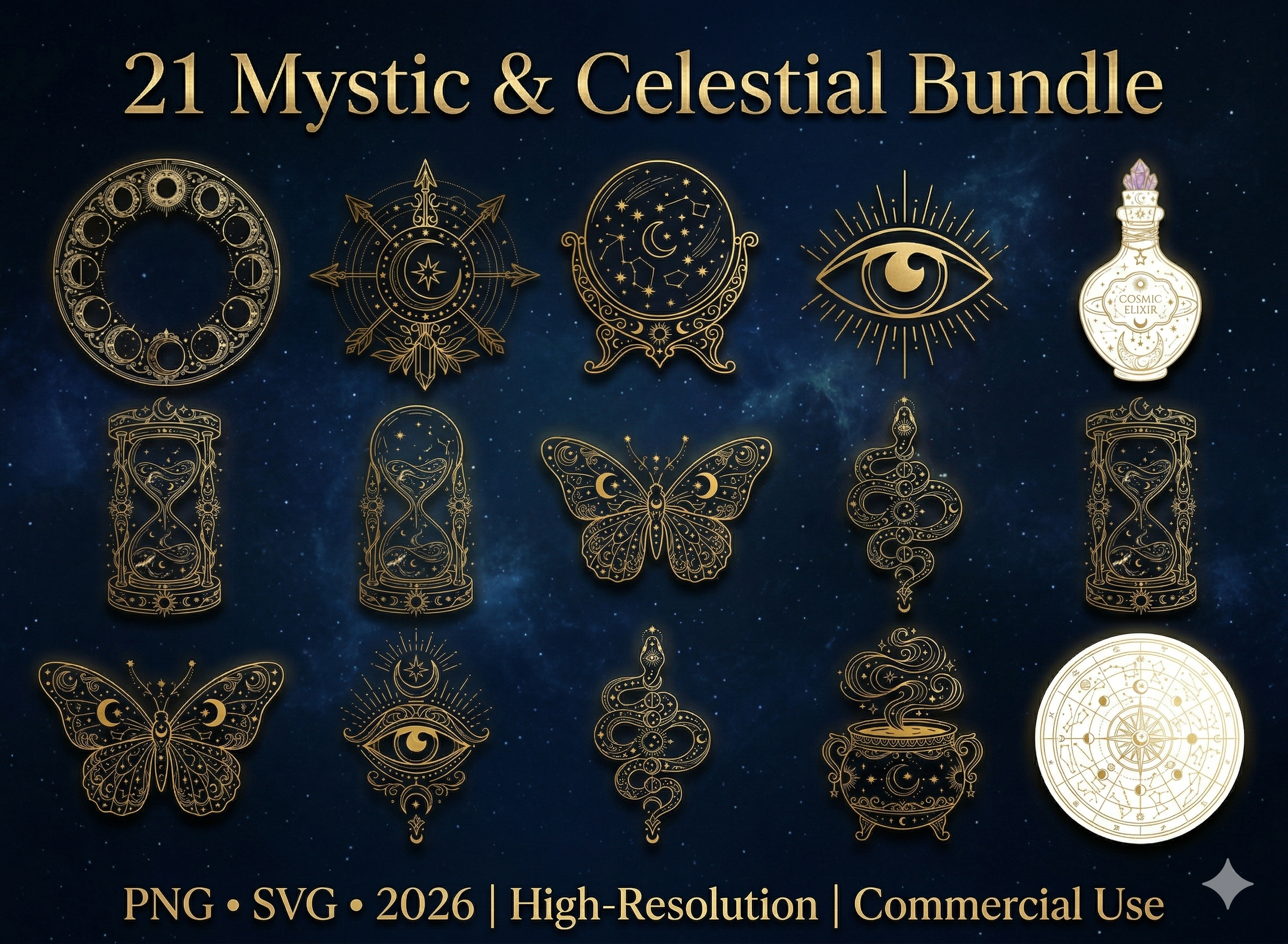 Mystic & Celestial PNG SVG Bundle