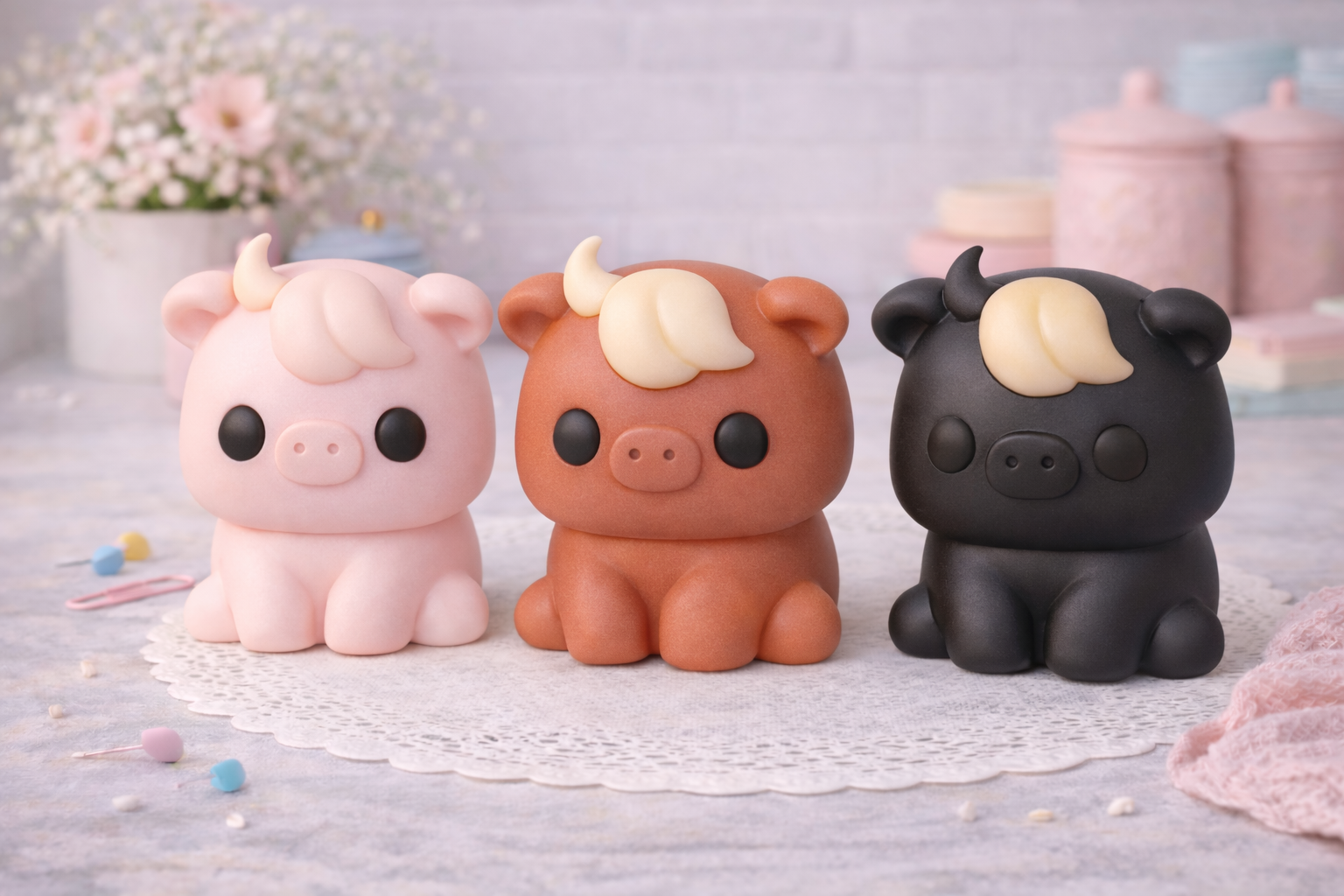 Pig Figurine STL Cute Farm Animal Decor · Creative Fabrica
