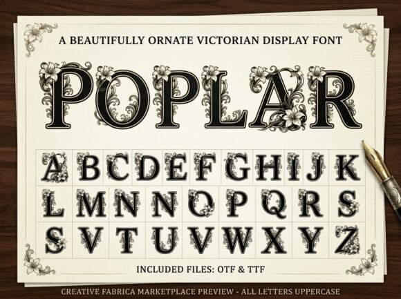 Poplar Font PNG with transparent background - Preview 2