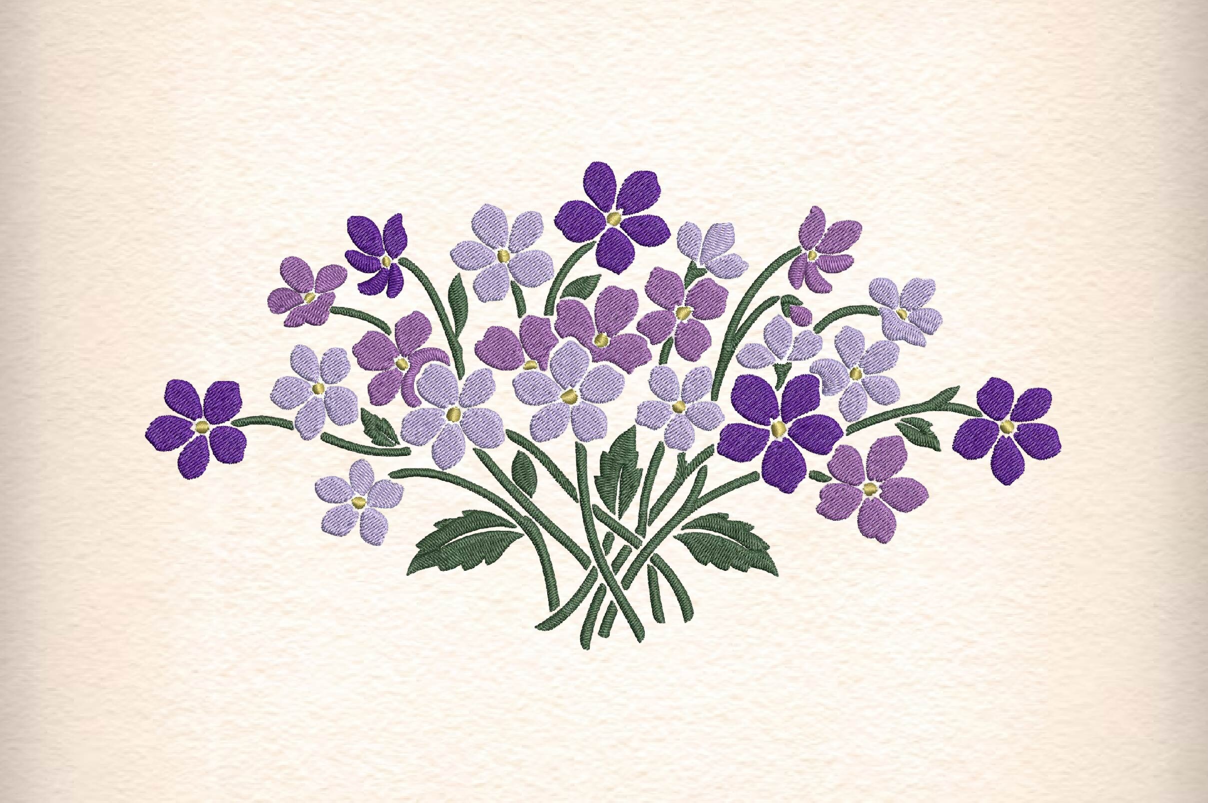 Purple Flower Embroidery Design