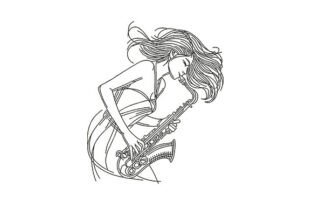 Saxophone Musician Woman · Creative Fabrica
