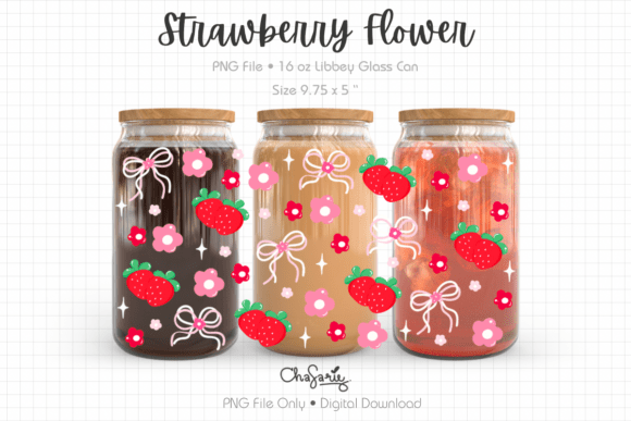 Spring Strawberry Flower Libbey Wrap PNG