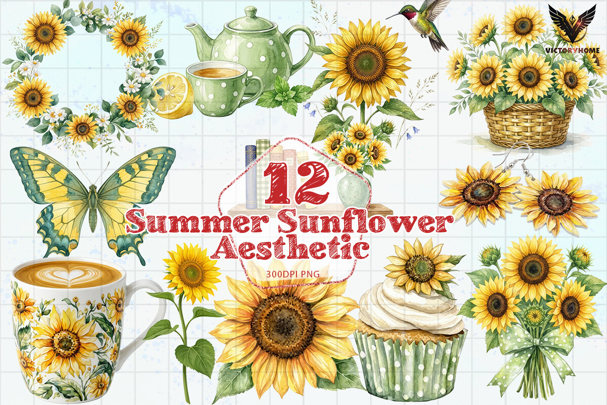 Summer Sunflower Aesthetic PNG Graphic by VictoryHome · Creative Fabrica