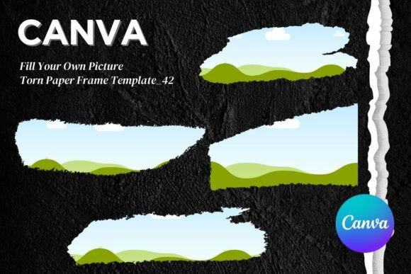 Torn Paper Ripped Canva Frame Template42 Graphic Photo Collage & Scrapbook Templates By nicharshop168