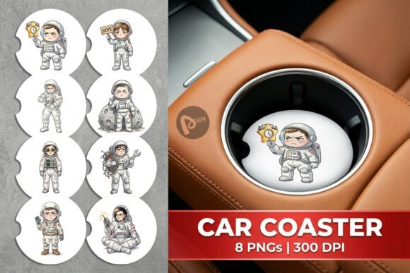 Watercolor Astronaut Car Coaster PNG