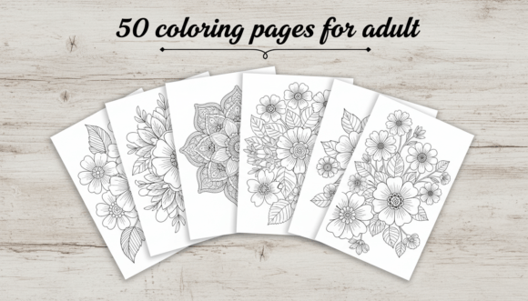 50 Flower Coloring Pages for Adults PDF