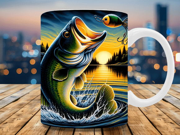 Bass Fishing Lure Sunset Mug Wrap Gráfico Manualidades Por BEE CREATION