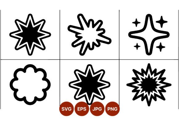 Black White Starburst Shapes Vector