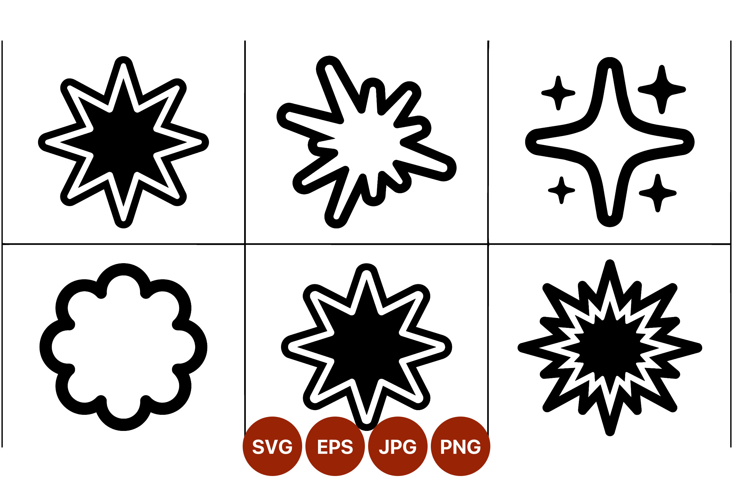 Black White Starburst Shapes Vector