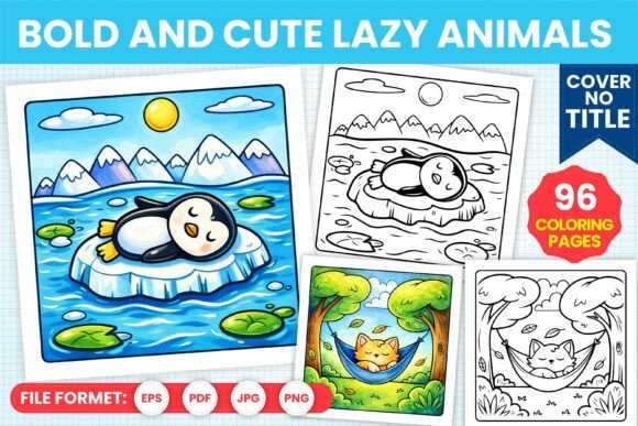 Preview of Bold and Cute Lazy Animals Coloring Book coloring pages for adults