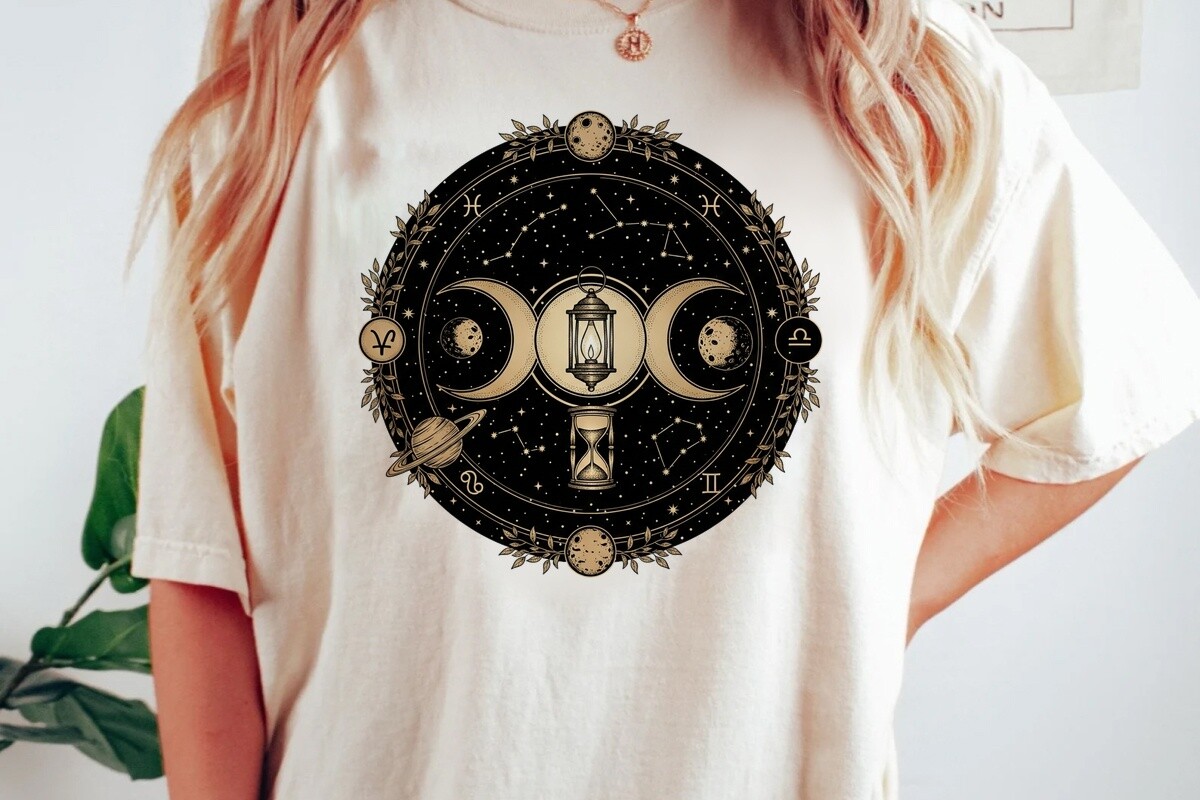 Celestial Triple Moon Zodiac Clockwo Png