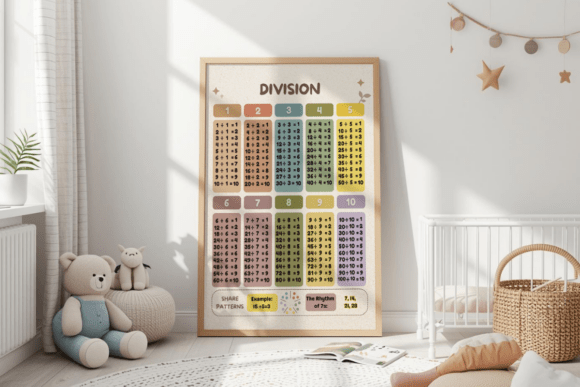 Division Table Math Poster for Kids