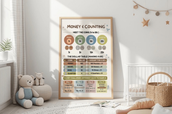 Money and Coins Math Poster for Kids