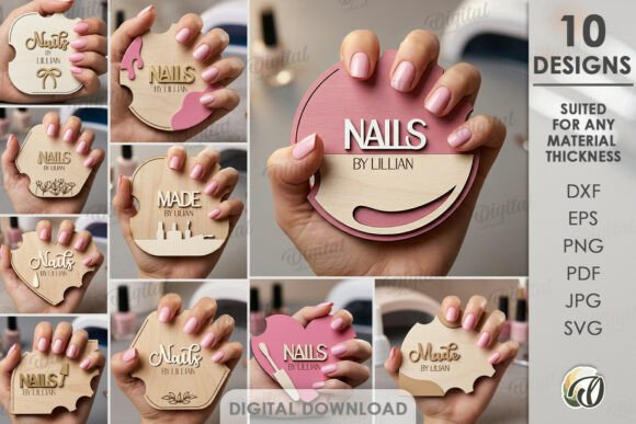 Personalized Nail Display Boards Bundle Laser Cutting By Digital Idea